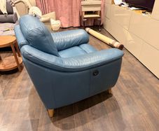 Blue Leather Power Recliner