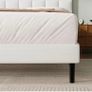 King Bed Frame, Easy Assembly, Sturdy Wooden Slat Support, Upholstered Platform with Headboard, No Box Spring Needed, White King Bed 150x200 Image 2