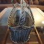 French wine bottle holder traditional table server 1950's. Woven wire basket. Image 7