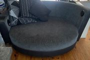 grey and black round sofa