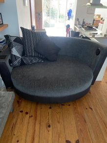 grey and black round sofa