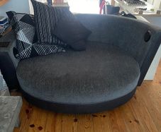 grey and black round sofa