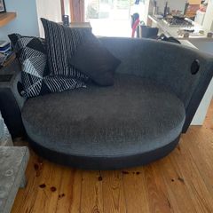 grey and black round sofa