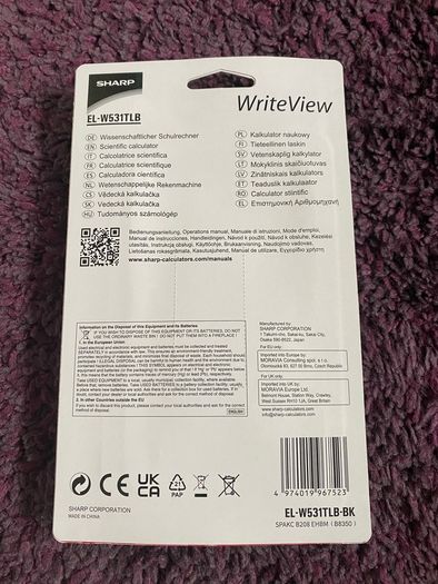 Sharp Scientific Calculator (EL-W531TLB-BK) designed for school and exam use.
