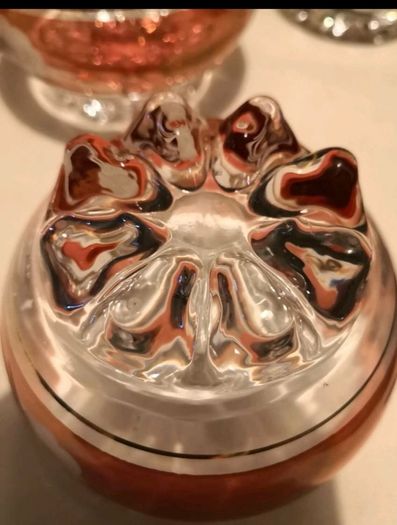 Exquisite pink hand etched heavy crystal set
