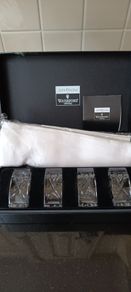 John Rocha crystal napkin rings & Napkins x4.