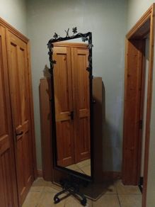 Freestanding,unusual ornate large over 2mtr mirror on frame