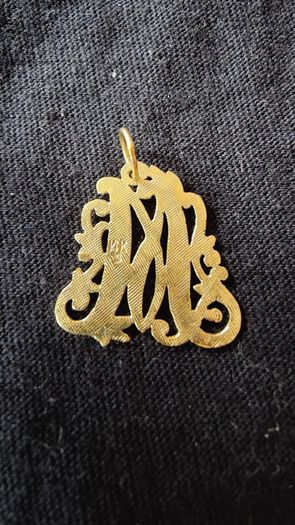14K Gold Letter M necklace Pendant