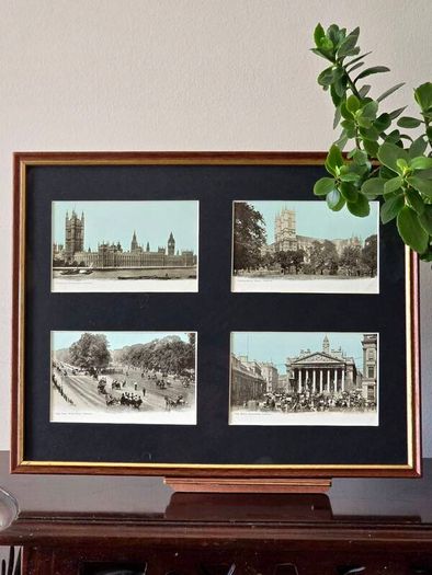 Pair of Framed Original Vintage London Postcards