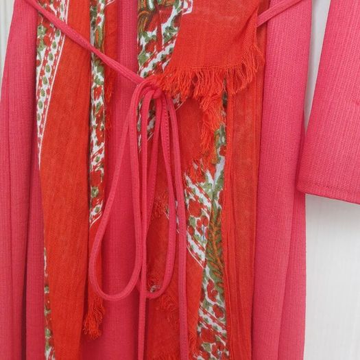 Zara apple red belted dress with free shawl