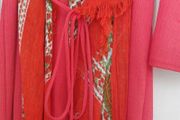 Zara apple red belted dress with free shawl