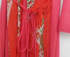 Zara apple red belted dress with free shawl
