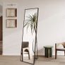 Full Length Mirror 140x40cm Free Standing, Hanging or Leaning, Large Floor Mirror with Black Aluminum Alloy Frame for Living Room or Bedroom Image 9