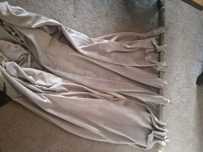 curtain, pole and tiebacks