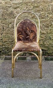 70s italian brass bamboo chair