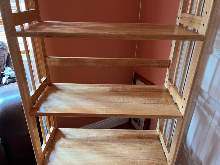 wooden shelves
