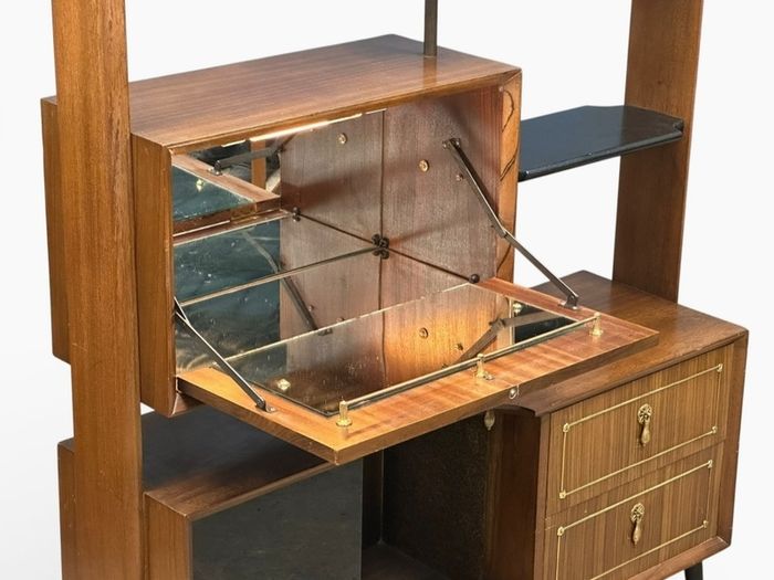 Mid Century Italian Room Divider Bookcase Cocktail Bar