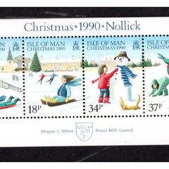 1990 Isle of Man Christmas Stamp Miniature Sheet Mint Never Hinged (MNH)