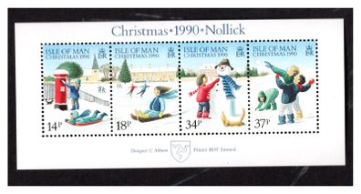 1990 Isle of Man Christmas Stamp Miniature Sheet Mint Never Hinged (MNH)