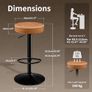 Set of 2 Bar Stools with Microfibre Leather, Bar Stools with Footrest and Without Backrest, Counter Stool, 360 Rotatable, 150 kg Load Capacity, Brown Image 3
