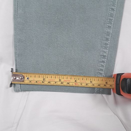 Zara Muted Green Blue Raw Frayed Hem Slim Fit Cropped Jeans 14UK/42EU