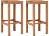 Bar Stools 2 pcs Solid Teak Wood
