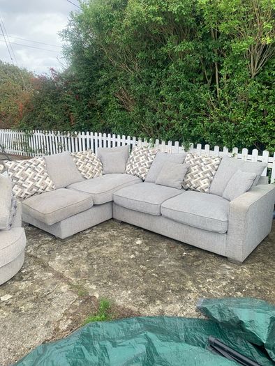 Corner Sofa with pouffe & swivel chair