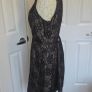 Spotlight by Warehouse Black Floral Mesh Skater Dress UK 14 Open Back Image 3