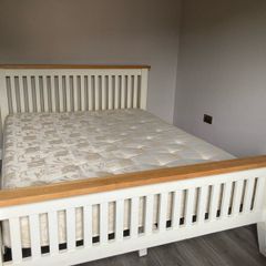 King sized solid timber bed frame and mattress