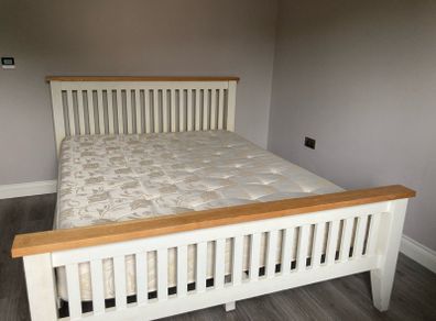 King sized solid timber bed frame and mattress