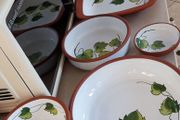 Stunning New Portugese Hand Painted Ivy Pottery Oven to Table Ware 5 Pieces