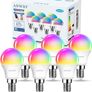 Dimmable Smart LED Bulb, 470Lm, 5W Replacing 40W E14, Works with Alexa, Echo, Google Assistant (Pack of 6) WiFi Golf Ball Shaped Bulbs compatibility with TUYA Image 4