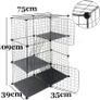 3 Tier Indoor Cat Cage Large DIY Cat Enclosure Small Animals Cages with 3 Doors, 2 Ladders 109 x 75 x 39 cm Anti-jumping Kitten Crate Indoor Use Pet Cages for Cats, Bunny, Chinchilla, Black Image 2