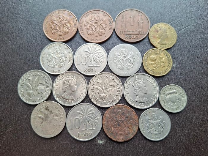 Nigeria. A Lot of 17 coins (1959-1991)