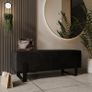 Aria Contemporary Velvet Bench  Luxurious Seating with a Glamorous Gold Base Image 2