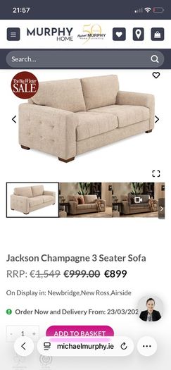 Jackson Navy 3 Seater Sofa (two available)