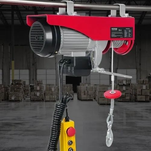 998 kg Lifting Capacity, 1600W 220V Electric Steel Wire Winch with 427 cm Wired Remote Control, 1219 cm Single Cable Lifting Height
