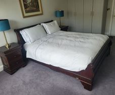 Sleigh Bed + Bedside Lockers