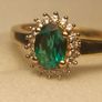 Stunning Lab Grown Emerald & Natural Zircon Oval Cluster Ring Image 2