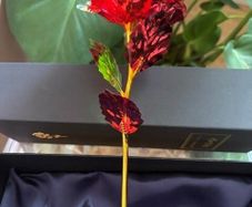 Red Metallic Artificial Rose Decorative Flower