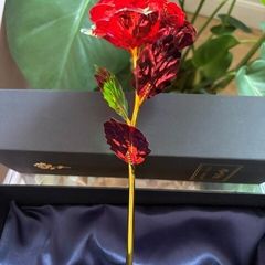 Red Metallic Artificial Rose Decorative Flower