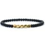 Handmade 4mm Natural Black Stone Beads Bracelet Small Copper Beaded Image 2