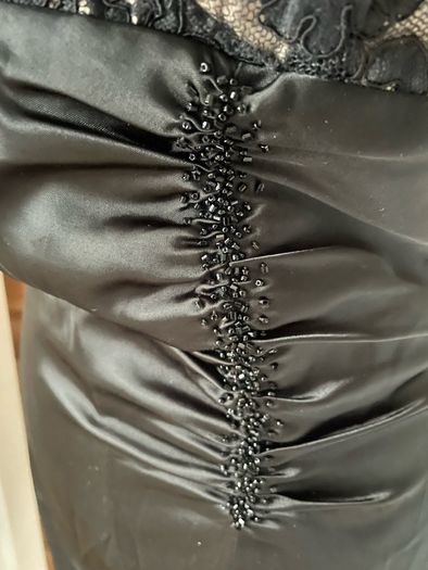 black dress tailor handmade satin occasion size 10 brand new