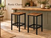 Bar Stool Set of 2 Industrial Style