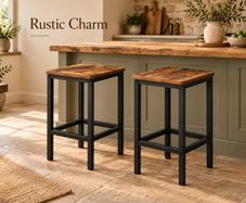 Bar Stool Set of 2 Industrial Style