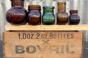 Antique lot of BOVRIL collectable bottles and box