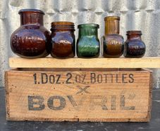 Antique lot of BOVRIL collectable bottles and box