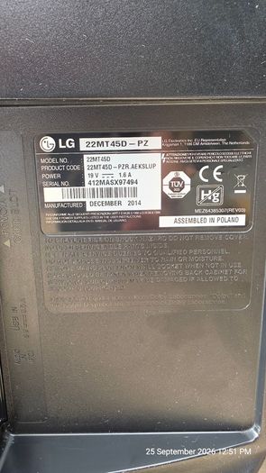 LG LED Monitor with TV tuner 22"