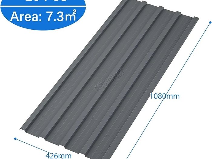 16x Roof Sheets Corrugated Garage Shed Side Panels Metal Roofing Covers Carport Greenhouse1080X426MM RSS01 Grey