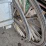 Pair of 46" Antique Wooden Carriage Wheels (Solid Rubber Tyres) Image 3